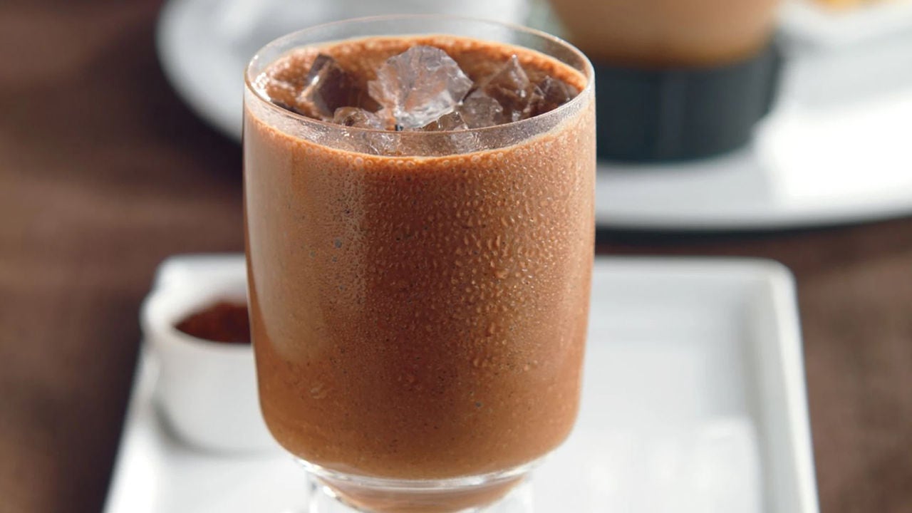 iced coffee in a glass mug