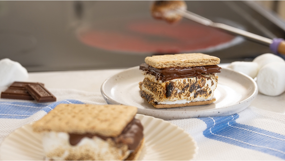 plated smores made at home using the stovetop