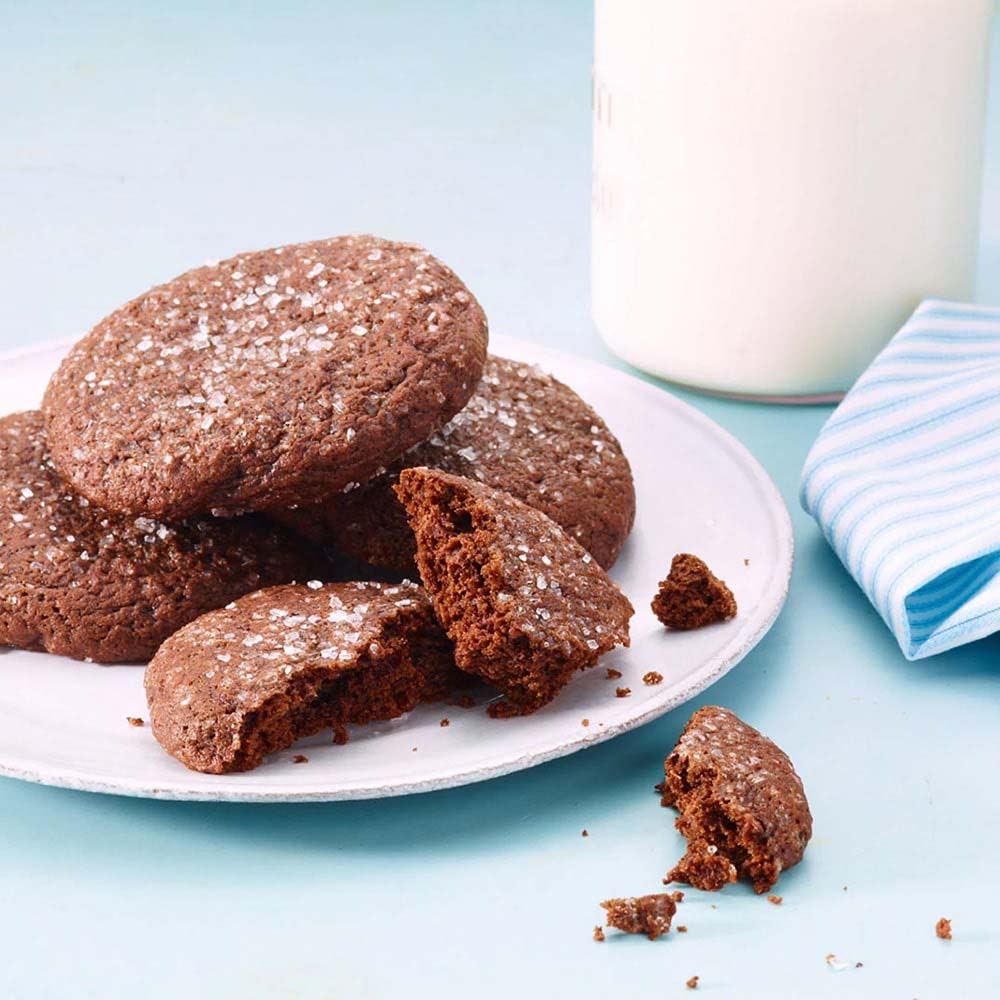 plate of chocolate drop sugar cookies