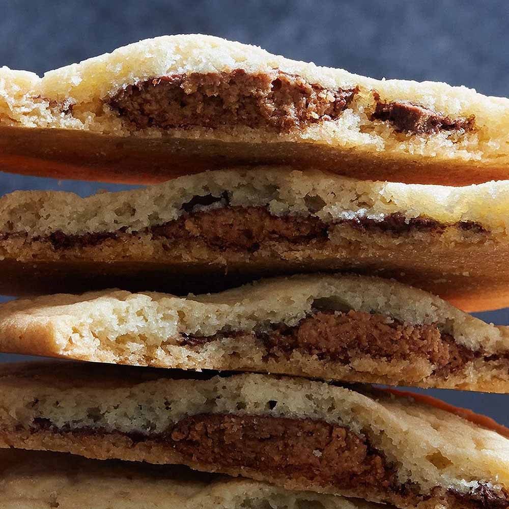 stack of peanut butter stuffed sugar cookies