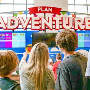 family visiting hersheys chocolate world