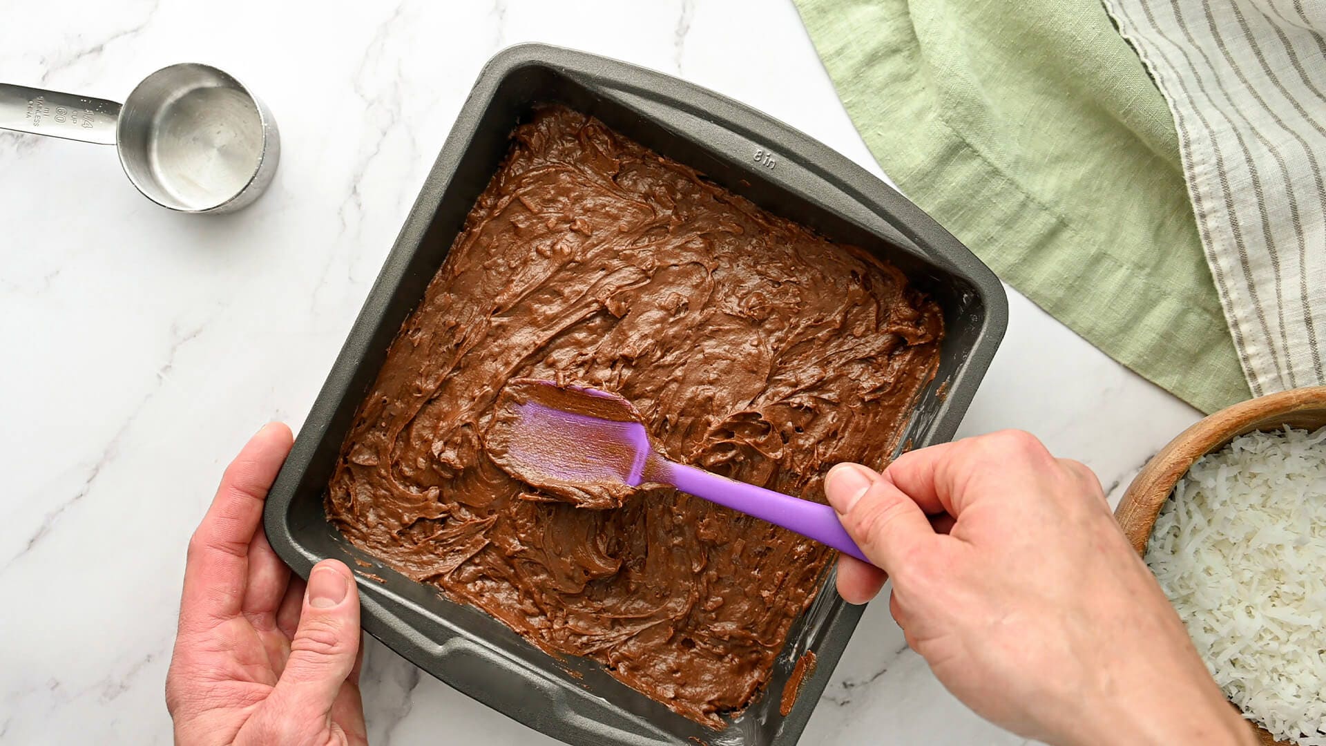 brownie batter in pan