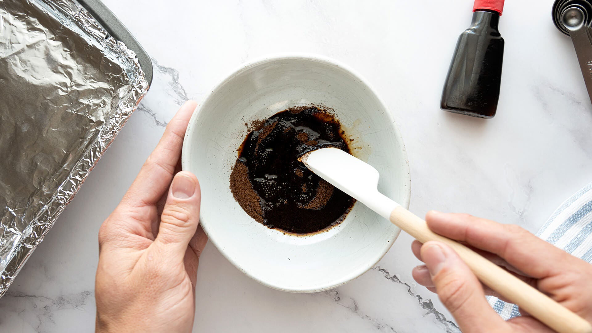 vanilla and instant coffee mixed in bowl