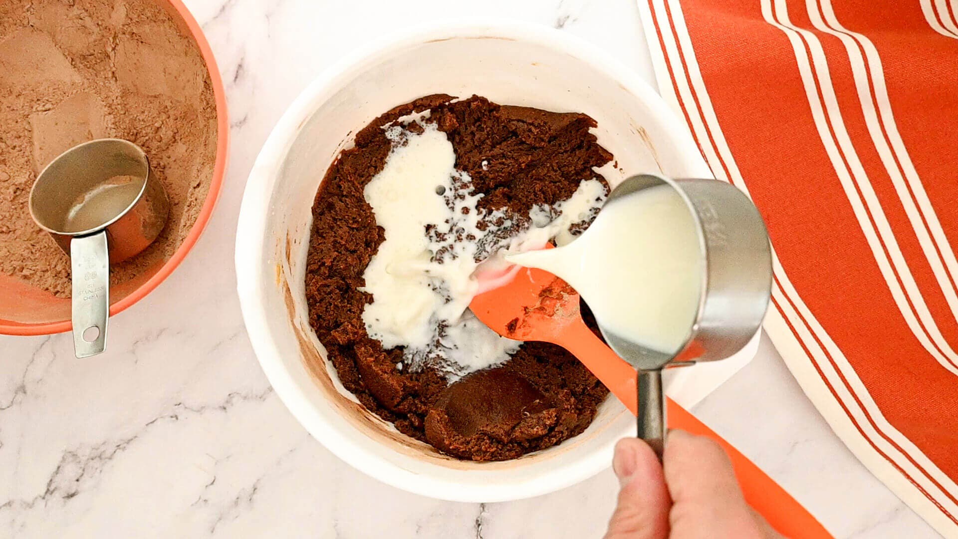 flour and milk added to batter