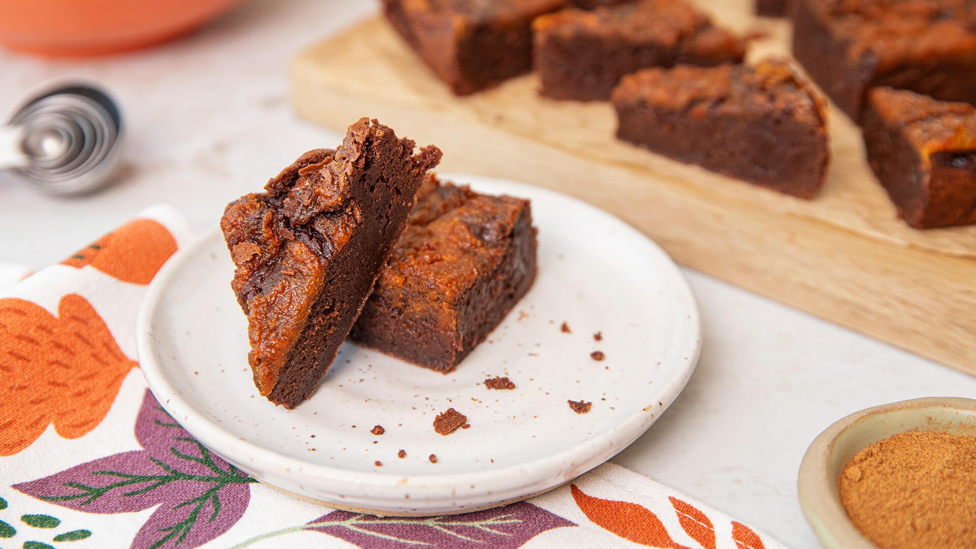 plate of pumpkin brownies