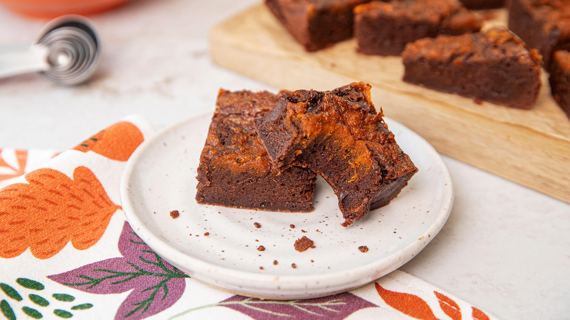 plate of pumpkin brownies