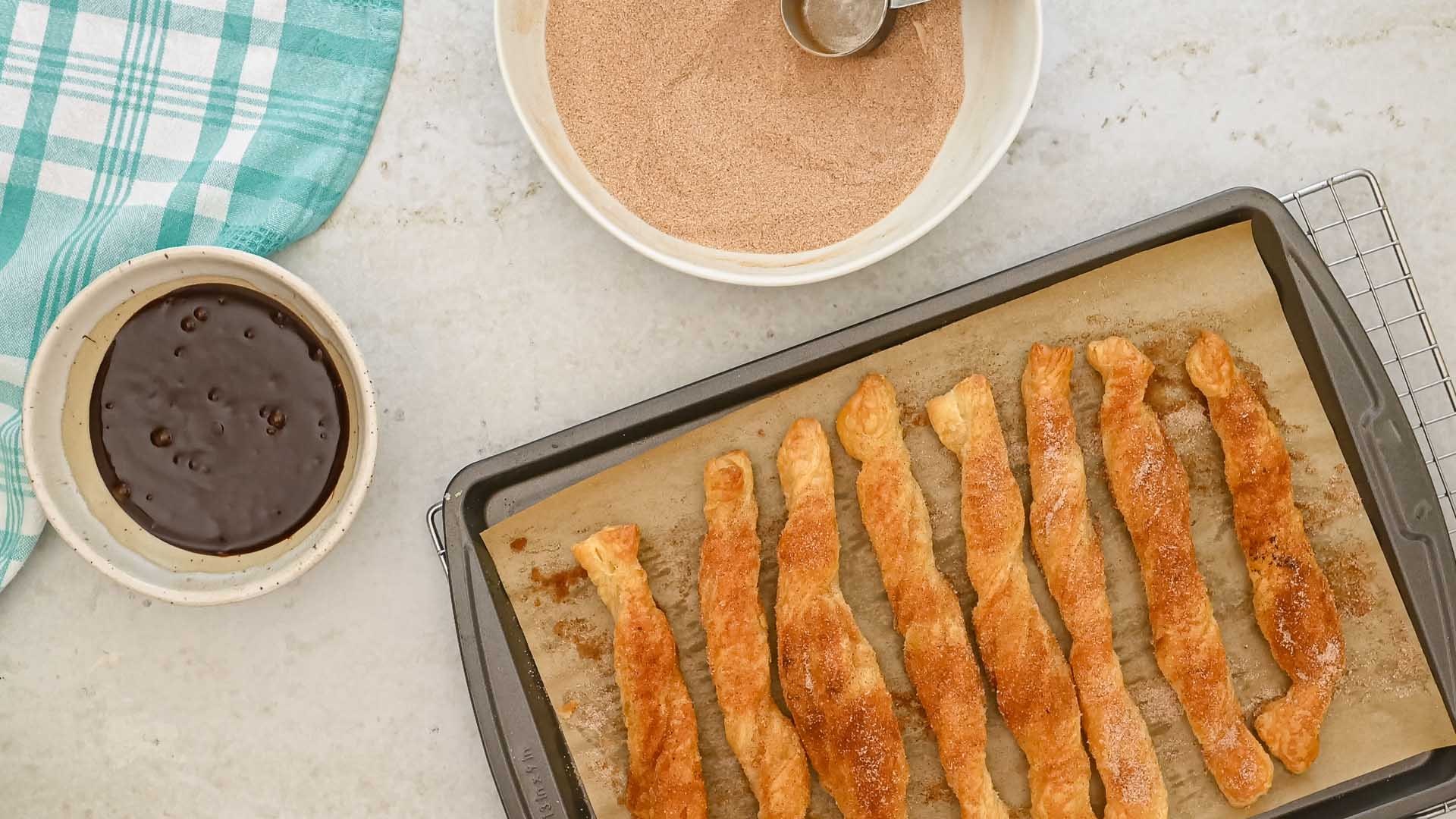tray of finished churros