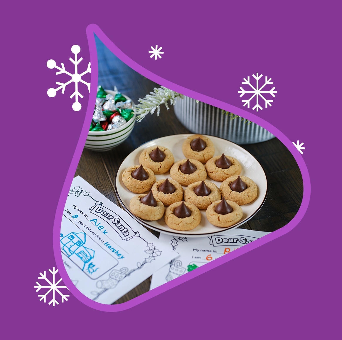 letters to santa by plate of blossom cookies