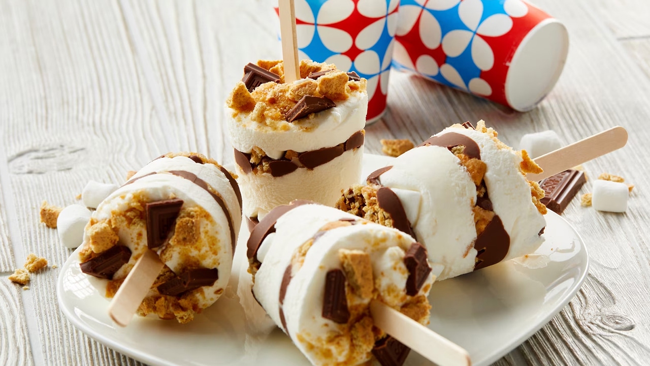 frozen smores dessert on a stick 