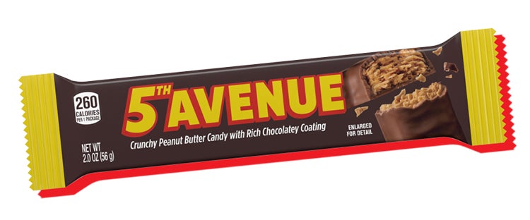 fully wrapped 5th avenue crunchy peanut butter in chocolate candy bar