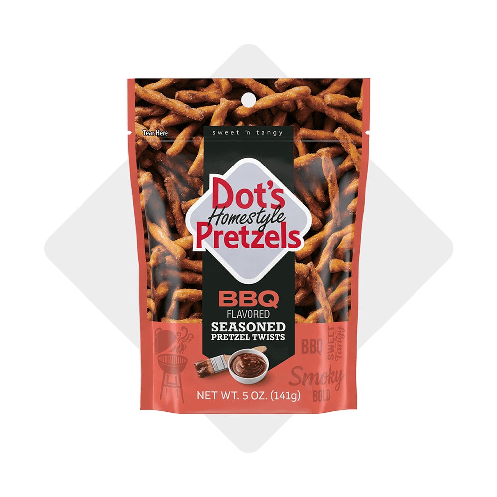small bag of dots homestyle pretzels bbq seasoned pretzel twists
