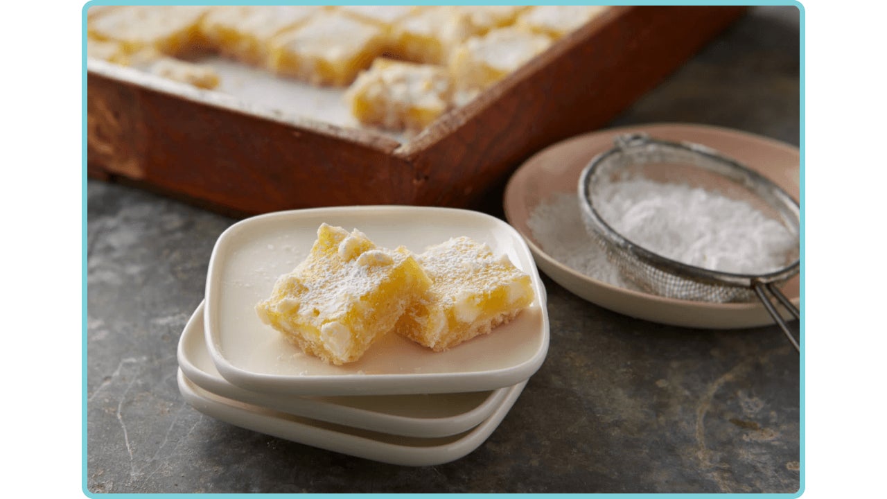 plate of white chip lemon bars