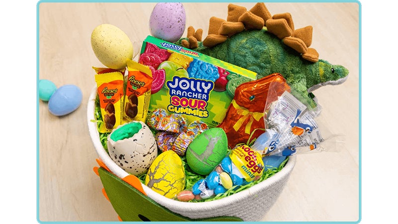 dinosaur themed easter basket