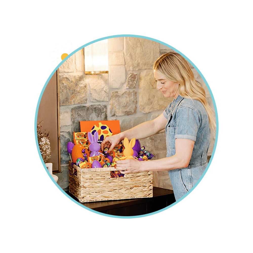 woman assembling an egging basket