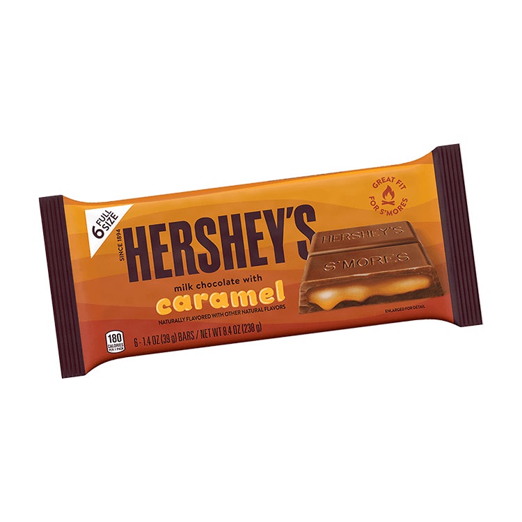 pack of hersheys milk chocolate with caramel candy bars