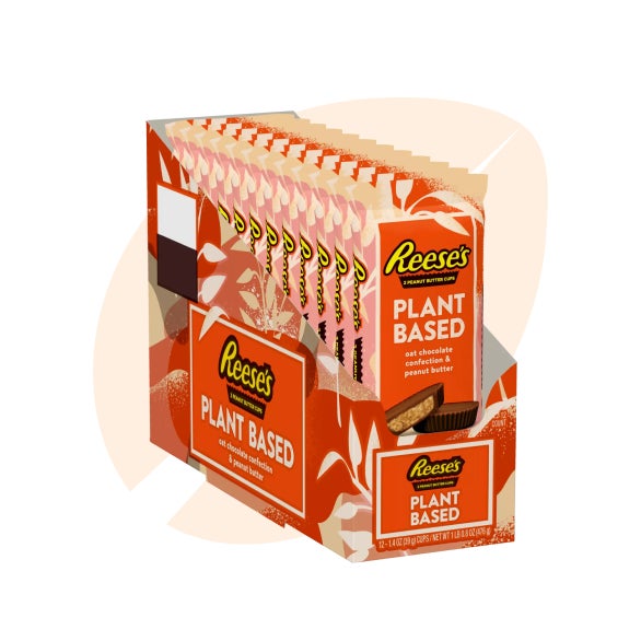 REESE'S Plant Based Oat Chocolate Confection & Peanut Butter Cups, 1.4 oz, 12 count box