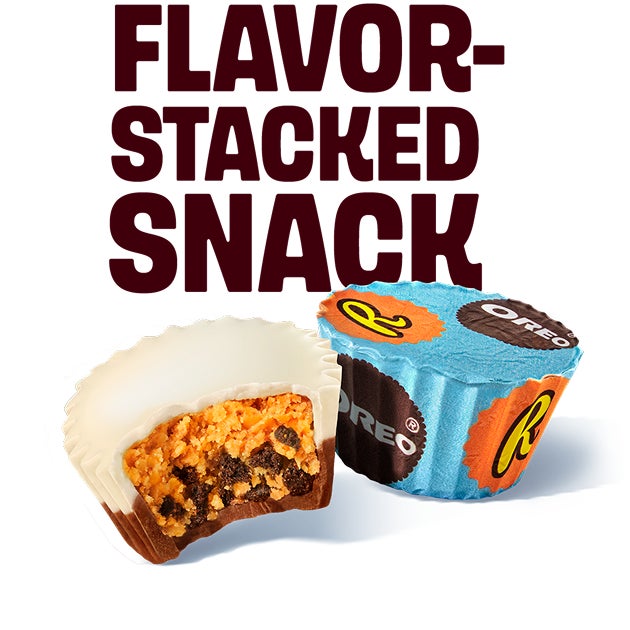 "Flavor-Stacked Snack" Reese's Oreo milk chocolate miniature peanut butter cups