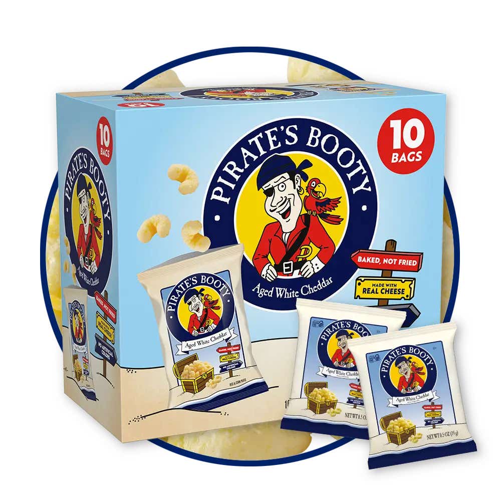 multipack of pirates booty aged white cheddar rice and corn puffs